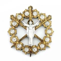 Quadretto Tondo Via Crucis In Legno Ulivo 11x12 Cm