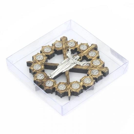 Quadretto Tondo Via Crucis In Legno Ulivo 11x12 Cm - immagine 3