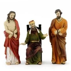 Statua Di Gesù, Caifa E Barabba In Resina Colorata 13 Cm