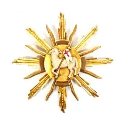 Agnello Di Dio Con Raggiera In Legno Diametro 32 Cm