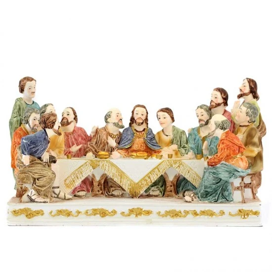 Statua Ultima Cena In Resina Colorata 19,5x11 Cm