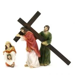 Scena Gesù Che Porta La Croce Resina Colorata 9 Cm