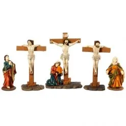 Scena Crocifissione Di Gesù In Resina Colorata 14 Cm