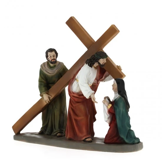 Scena Gesù Samaritano E Veronica Resina 17,5 Cm