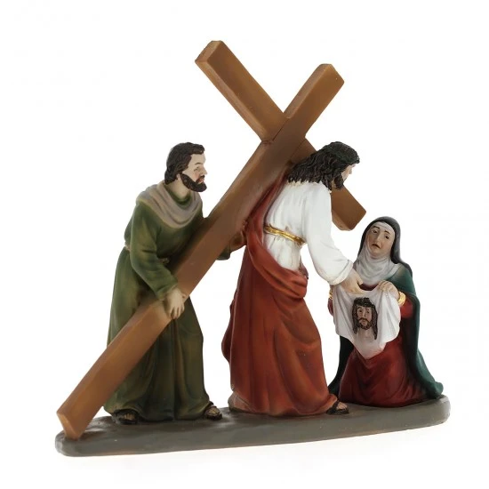 Scena Gesù Samaritano E Veronica Resina 17,5 Cm - immagine 2