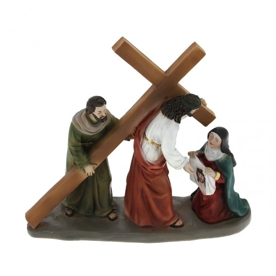 Scena Gesù Samaritano E Veronica Resina 17,5 Cm - immagine 4