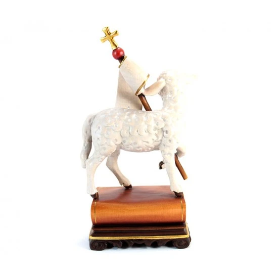 Statua Agnello Pasquale In Legno 28 Cm - immagine 3