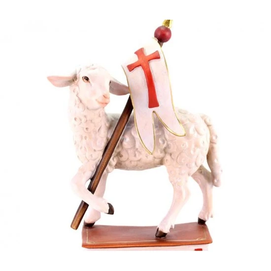 Statua Agnello Pasquale In Legno 28 Cm - immagine 4