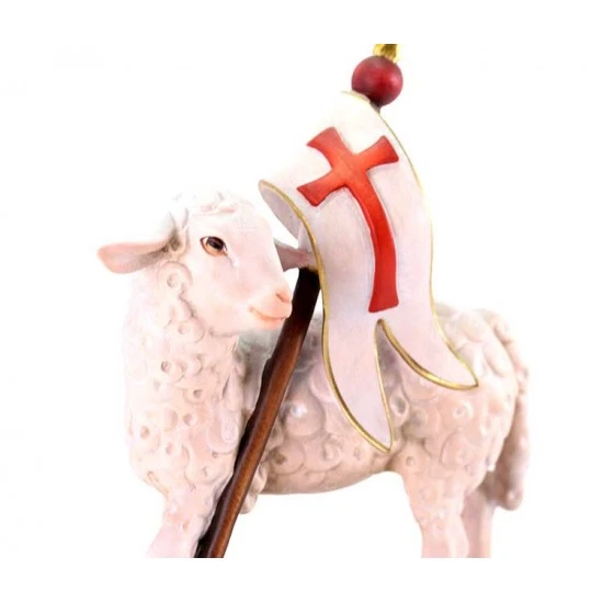 Statua Agnello Pasquale In Legno 28 Cm - immagine 5