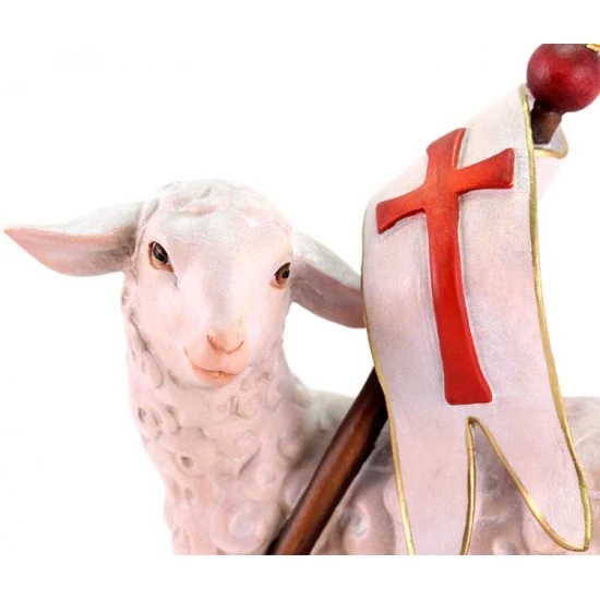 Statua Agnello Pasquale In Legno 28 Cm - immagine 6