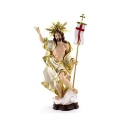 Statua Gesù Risorto Con Aureola In Resina 45 Cm