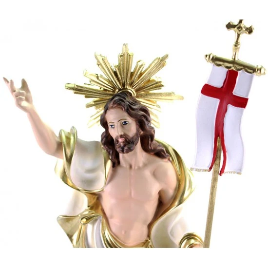 Statua Gesù Risorto Con Aureola In Resina 45 Cm - immagine 2