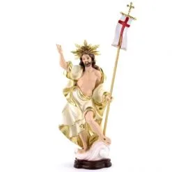 Statua Gesù Risorto Con Aureola In Resina 33 Cm