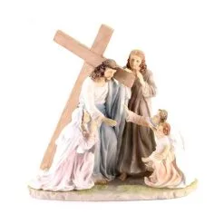 Statua Gesù Al Calvario In Resina Colorata 29 Cm