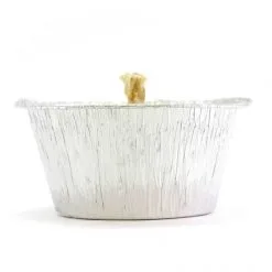 Candela Cera Bianca In Alluminio Diametro 8 Cm