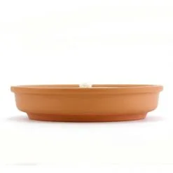 Candela Cera Bianca In Terracotta Diametro 18 Cm