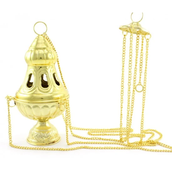 Turibolo Forato Grande Dorato 24 Cm Diametro 11 Cm