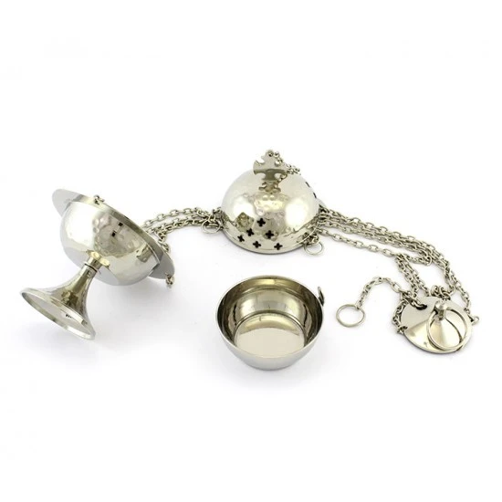 Turibolo Croce Giglio Argentato 15 Cm Diametro 11 Cm - immagine 2