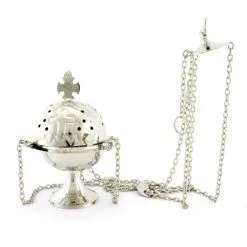 Turibolo Doppia Croce Argentato 16 Cm Diametro 11 Cm