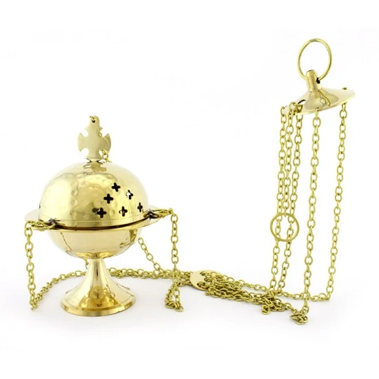 Turibolo Croce Giglio Dorato 15 Cm Diametro 11 Cm