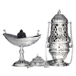 Turibolo Fregi Con Navetta Argento 800° 25 Cm