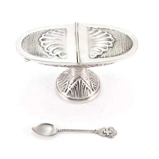 Turibolo Con Navetta Barocco Cesellato A Mano 24 Cm - immagine 6