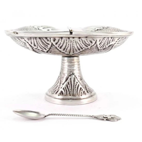 Turibolo Con Navetta Barocco Cesellato A Mano 24 Cm - immagine 7