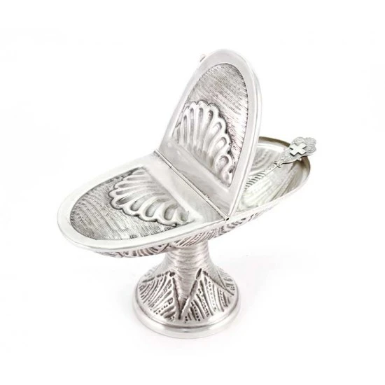 Turibolo Con Navetta Barocco Cesellato A Mano 24 Cm - immagine 8