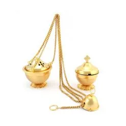 Turibolo Con Navetta In Fusione A Sfera Dorata 14 Cm