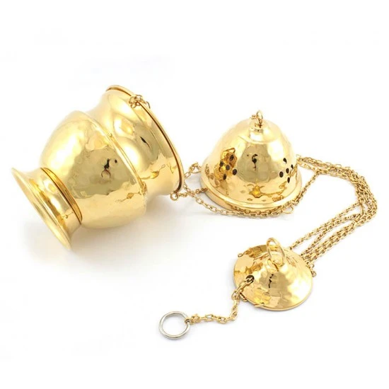 Turibolo Con Navetta In Metallo Dorato 21 Cm - immagine 2