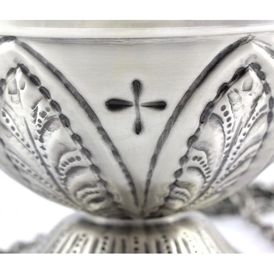 Turibolo Con Navetta In Ottone Cesellato Foglie 21 Cm - immagine 6