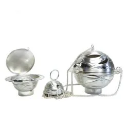 Turibolo Con Navetta In Fusione Cesellato Sphere 21 Cm