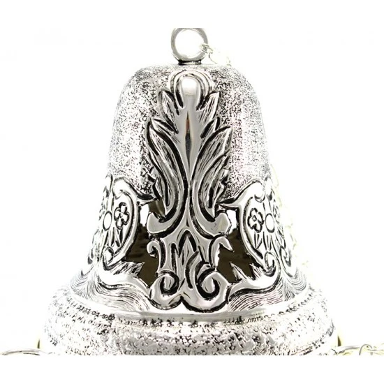 Turibolo Con Navetta Cesellato In Fusione Argentato 26 Cm - immagine 2