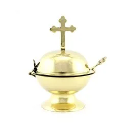 Navetta Sfera Per Incenso In Metallo Martellato 16 Cm