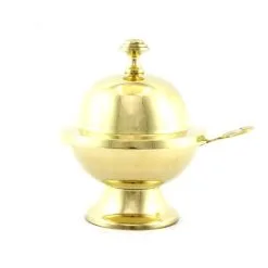 Navetta Sfera Con Pomo Per Incenso In Metallo 12 Cm