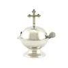 Navetta Sfera Con Croce In Metallo Argentato 16 Cm