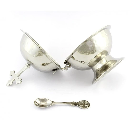 Navetta Sfera Con Croce In Metallo Argentato 16 Cm - immagine 2