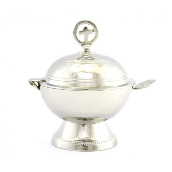 Navetta Per Incenso Sfera In Metallo Martellato 11.5 Cm