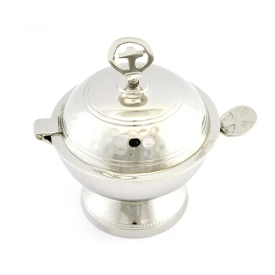 Navetta Per Incenso Sfera In Metallo Martellato 11.5 Cm - immagine 2