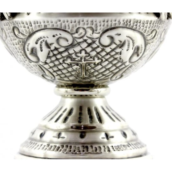 Turibolo Con Navetta Crocette Ottone Cesellato 24 Cm - immagine 4