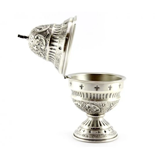 Turibolo Con Navetta Crocette Ottone Cesellato 24 Cm - immagine 10