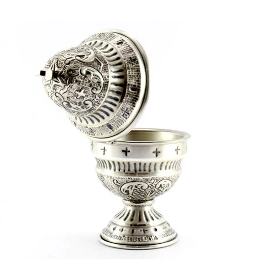 Turibolo Con Navetta Crocette Ottone Cesellato 24 Cm - immagine 11