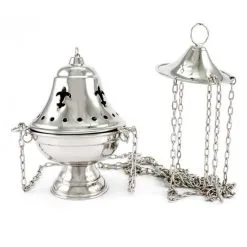 Turibolo Liscio Metallo Argentato 17 Cm