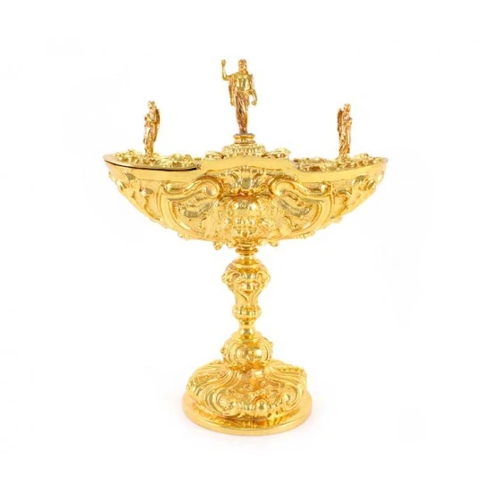 Turibolo Con Navetta In Fusione Dorata Stile Barocco 30 Cm - immagine 7