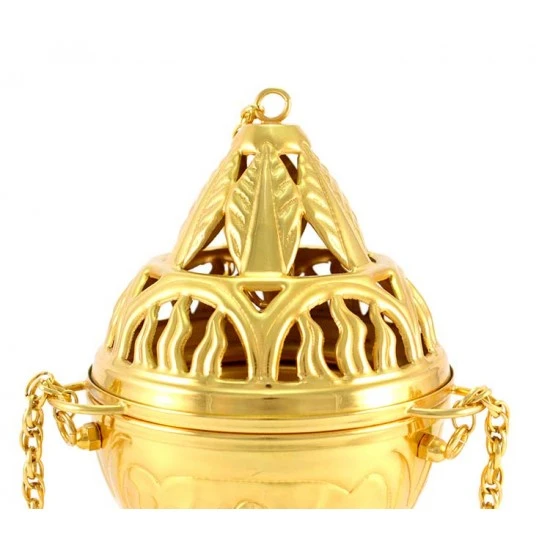 Turibolo E Navetta In Ottone Dorato 21 Cm - immagine 4