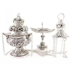 Turibolo E Navetta In Fusione Stile Barocco 26 Cm