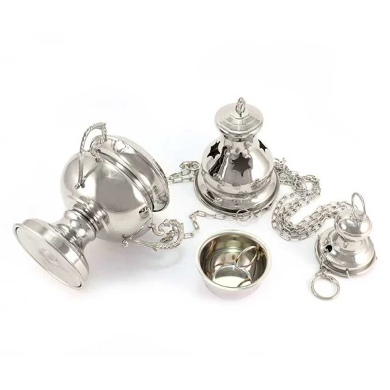 Turibolo Liscio Metallo Argentato 27 Cm - immagine 2