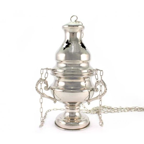 Turibolo Liscio Metallo Argentato 27 Cm - immagine 3