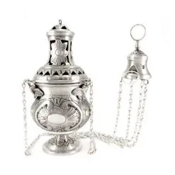 Turibolo E Navetta Cesellato Stile Barocco 30 Cm