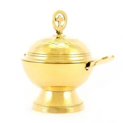 Navetta Tonda In Metallo Dorato Martellato 12 Cm